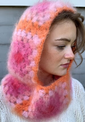 Heklet hoodie i mohair