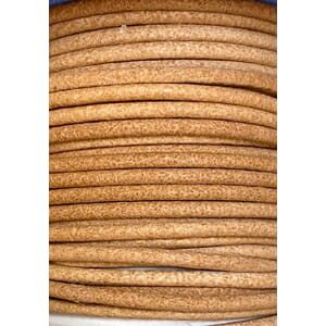Ekte lærsnor naturfarget, rund 2mm